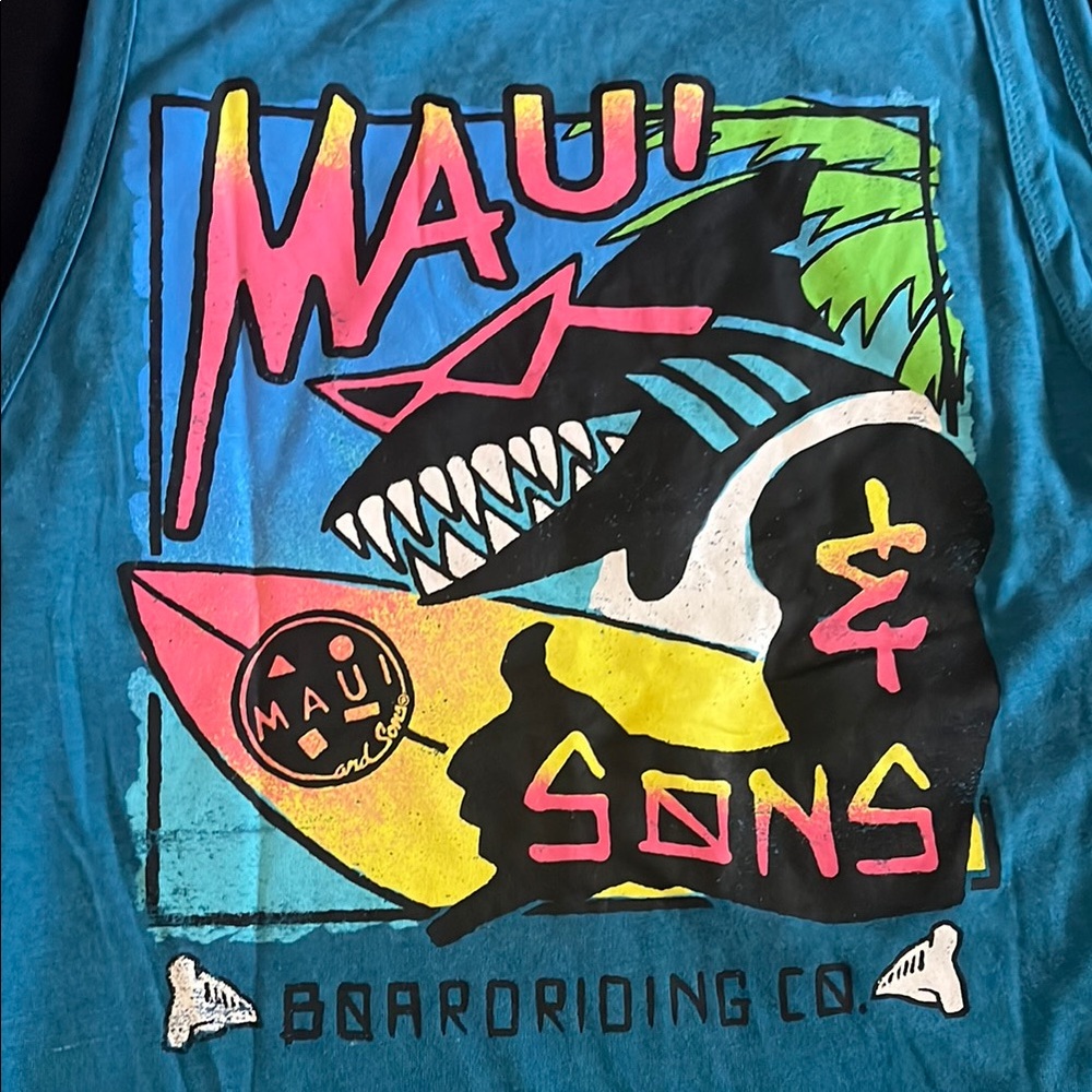 NWT Maui & Sons Men's Blue Tank Top - Picture 2 of 4